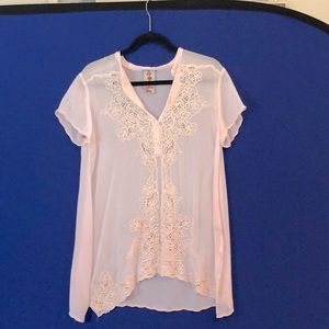 Johnny Was Pale Pink Short Sleeve Tunic XS Never Worn